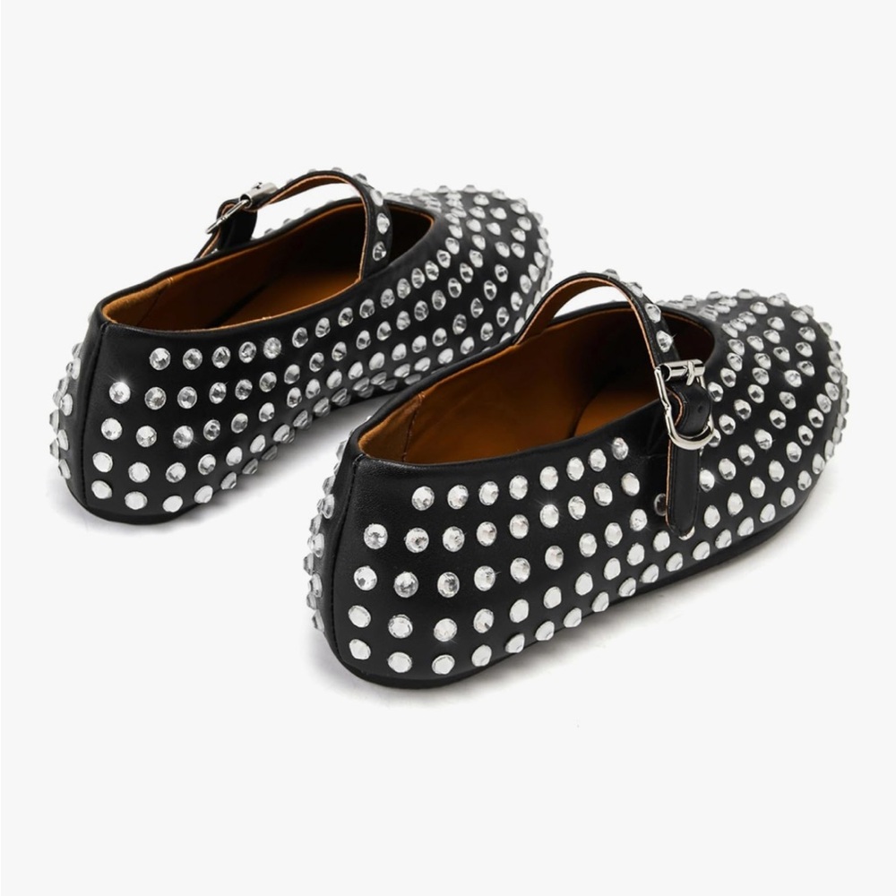 Elegant Black Studded Loafers - Picture 3 of 8